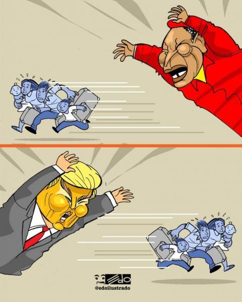 Imagen que representa la huida de los inmigrantes hacia su país. La historia vuelve a repetirse.