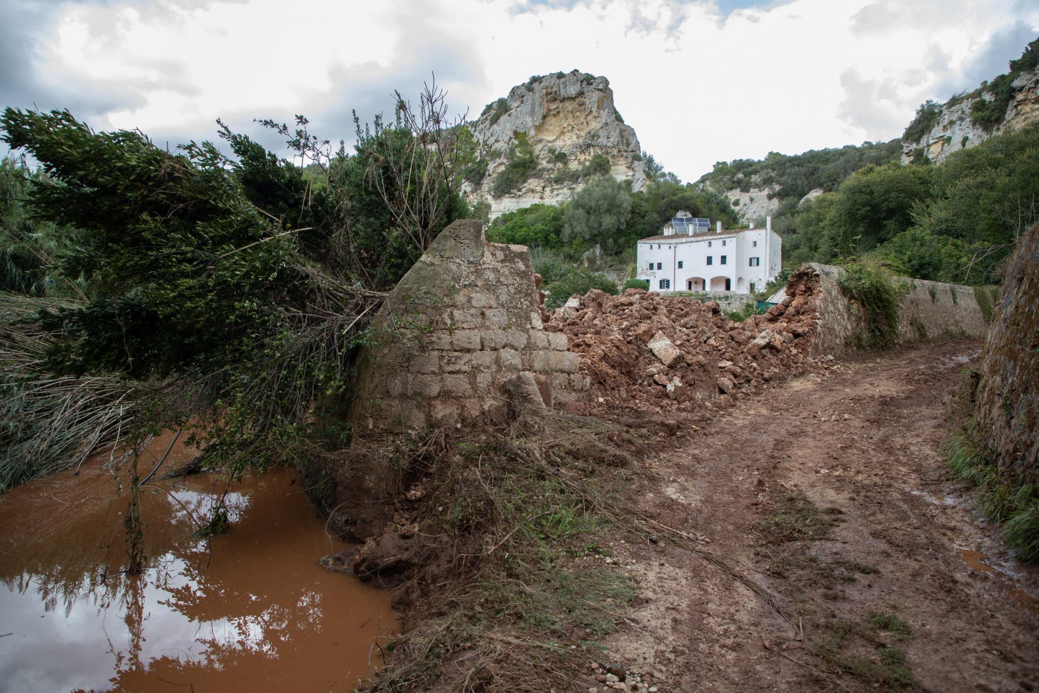 menorca efectos de la dana lluvia torrencial torrent algendar barranc d'algendar son pruna s'aranjassa moli de dalt