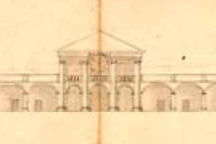 Dibujo. Uno de los planos del diseño original del centro hospitalario de la Illa del Rei, en el puerto de Maó, que según Akehurst incorporó elementos ingleses y locales - Cortesía de “Architectural History”