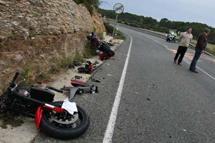 WRITE-OFF. All three motorcycles were extensively damaged