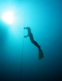 El descenso al fondo del mar se realiza en línea y con una cuerda - olivier herrera