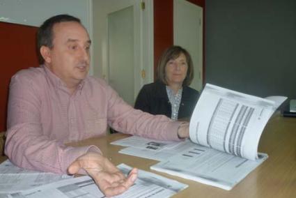 Socialistas. Los concejales del grupo socialista, Pau Morlà y Àngela Caules, ayer en la sede - M.P.