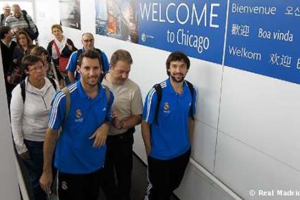 Expedición. El Real Madrid, con Llull y Rudy a la cabeza, llegaron a Chicago en el arranque de su gira por Estados Unidos y ayer se entrenaron en Memphis