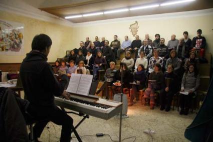 Assaig. Els membres de la Capella Davídica realitzen les darreres proves per a l’actuació al Palau de la Música - Cris