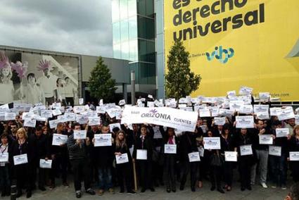 500 trabajadores. Fue el número de concentrados ayer en el Parc Bit, central de Orizonia en Palma - Archivo