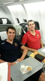 Torres y Muntaner, disfrutando de la Primera Clase gentileza de Norbey Andrade y la compañía aérea Avianca.