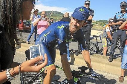 El ciclista del Movistar Alejandro Valverde tras su participación en el Campeonato de España