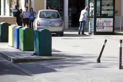 Imagen del accidente de este jueves en la plaza de Artrutx de Ciutadella