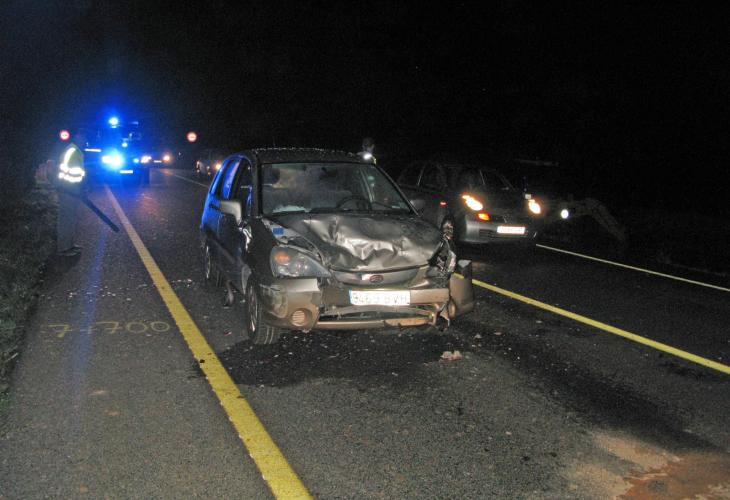 Uno de los vehículos accidentados en la colisión que se ha producido en la carretera general