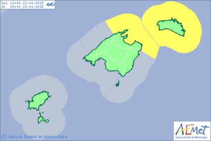 Menorca se encuentra en alerta amarilla por lluvias y fenómenos adversos costeros.