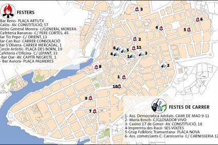 Aquest és el mapa dels punts de festa d'aquesta nit de dilluns 22