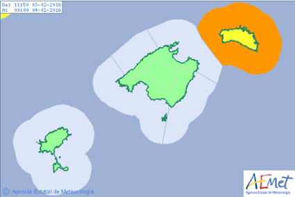 Mapa de la previsión de AEMET para este miércoles