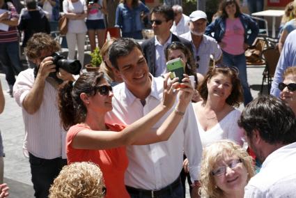 Pedro Sánchez, en un mitin en Menorca, en mayo de 2015