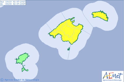 AEMET mantiene la alerta amarilla en Menorca por lluvias y tormenta desde las 9 a las 20 horas de este sábado