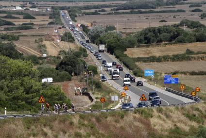 La carretera general en la zona de Es Pla Verd el pasado mes de agosto