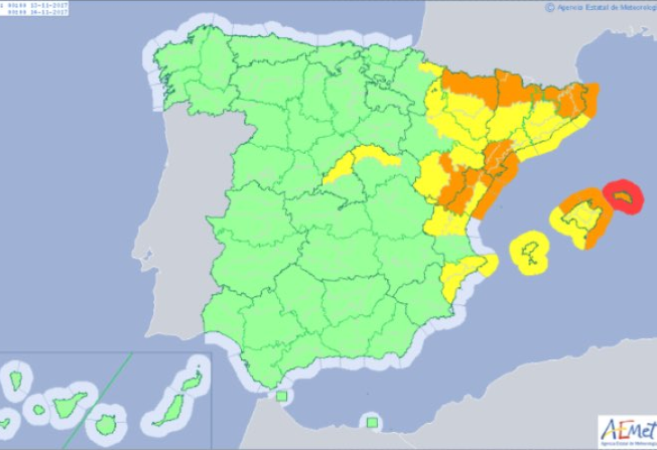 Menorca, único territorio del estado con alerta roja este lunes