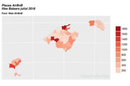 El mapa, facilitado por Terraferida, muestra los datos recogidos por la plataforma