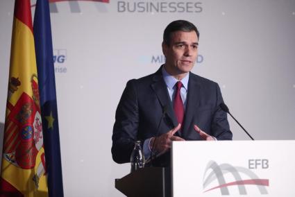 El presidente del Gobierno en funciones, Pedro Sánchez, durante su intervención en el acto de clausura el VI Congreso de las Empresas Familiares Europeas