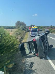 Imagen de uno de los coches accidentados.