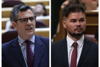 El ministro Félix Bolaños y el portavoz de ERC, Gabriel Rufián.