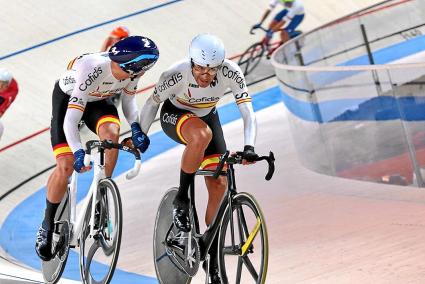 La pareja española, Albert Torres-Sebastián Mora, este martes por la tarde en el velódromo de Munich