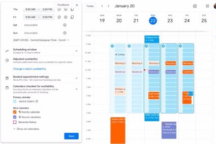 Google Calendar permite previsualizar agendas y bloquea horarios de citas programadas en calendarios diferentes