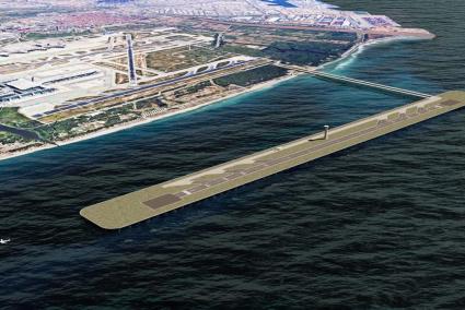 La pista del aeropuerto de Barcelona sobre el mar