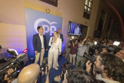 Marga Prohens, durante la celebración de la victoria del PP.