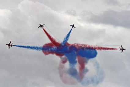 Imagen de la última exhibición de los Red Arrows en la Isla, en 2018