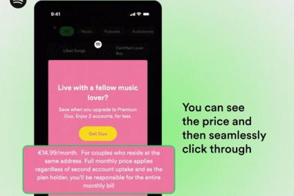 Spotify añadirá información sobre sus productos y la opción de comprar directamente en la 'app' para iOS con la DMA