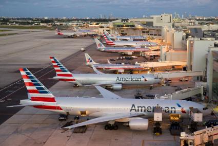 Aviones de American Airlines en un aeropuerto de Estados Unidos.