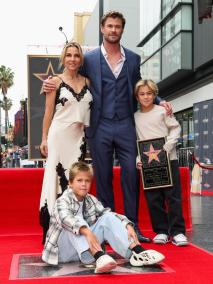 Actor Chris Hemsworth attends the unveiling of his star on the Hollywood Walk of Fame in Los Angeles