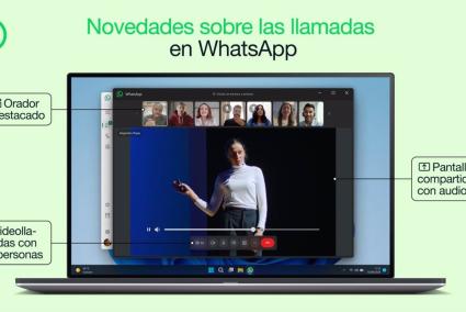 Interfaz de WhatsApp en un ordenador con mejoras en las videollamadas