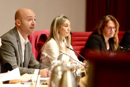 Susana Mora en un pleno del Consell, junto al presidente Vilafranca y a la consellera Reynés.