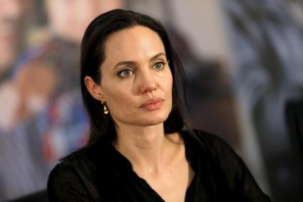 United Nations High Commissioner for Refugees (UNHCR) Special Envoy Angelina Jolie attends a news conference as she visits a Syr