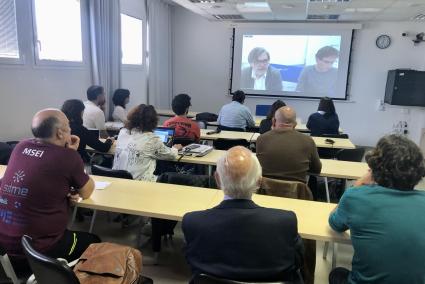 Una videoconferencia durante las clases del grado que se estrenó en Can Salort el curso pasado.