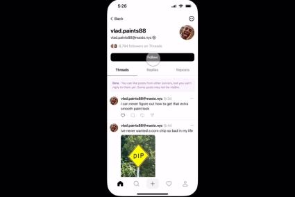 Threads ya permite seguir cuentas de otros servidores del fediverso directamente desde la 'app'