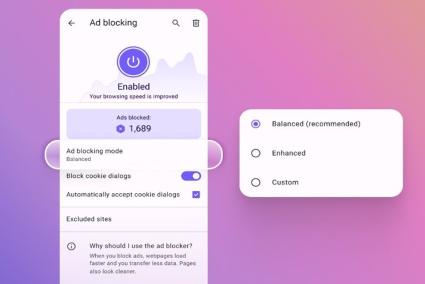 Opera para Android incorpora tres modos de personalización del bloqueador de anuncios