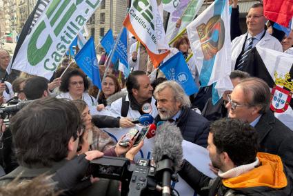 Miguel Lázaro, presidente del CESM y de Simebal, en una de las concentraciones celebradas contra el Estatuto Marco.