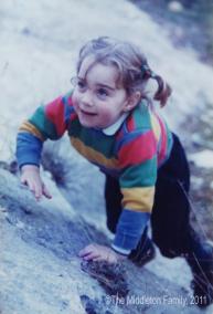 Kate Middleton is seen aged three and a half years old on holiday in the Lake District in northern Britain, in this undated phot