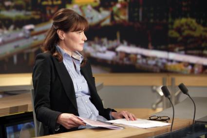 File photo of Carla Bruni-Sarkozy, France's first lady, posing prior to a television interview in Paris